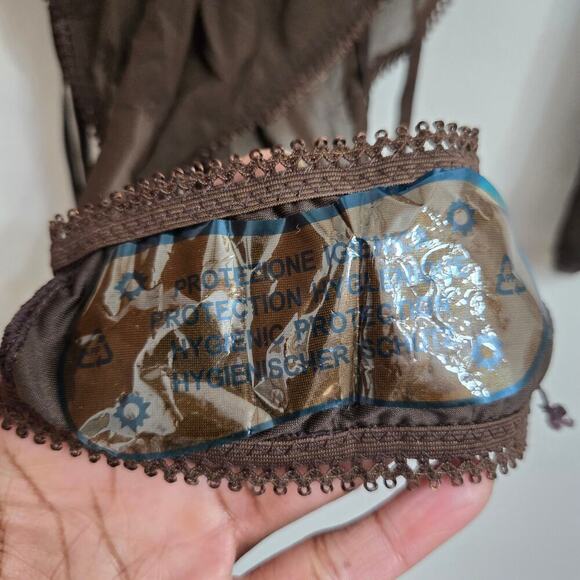 NWT Frederick's of Hollywood Lola Brown Mesh Long-Sleeve Lace-Up Bodysuit Size M - Picture 5 of 12